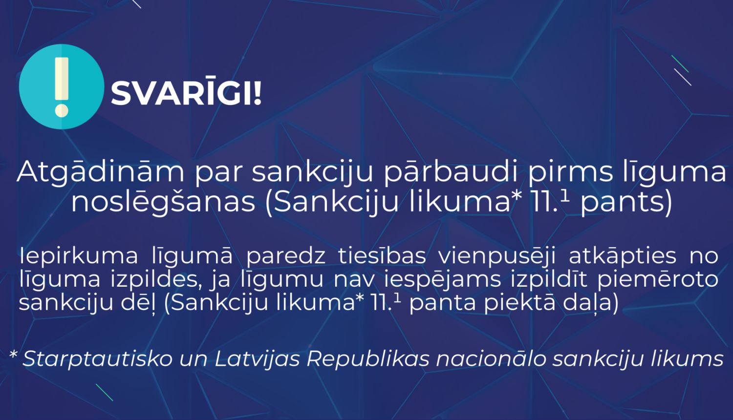 Atgādinājums par sankcijām