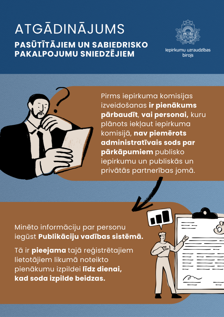 Infografika - atgādinājums pasūtītājiem un sabiedrisko pakalpojumu sniedzējiem. 