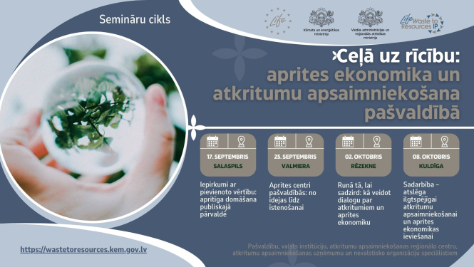Semināru cikls par aprites ekonomiku un atkritumu apsaimniekošanu Latvijas pašvaldībās.