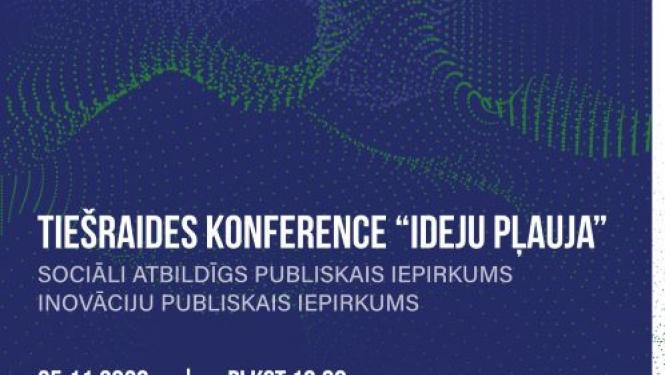 Konference "Ideju pļauja", IUB logo, abstrakti izkārtotas krāsas