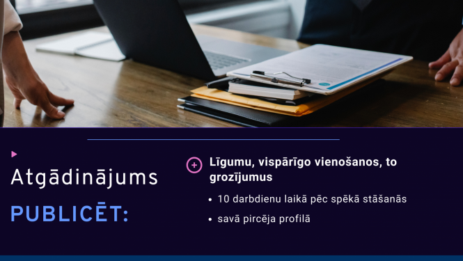 Par līgumu, vispārīgo vienošanos, to grozījumu publicēšanu