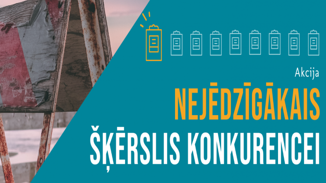 Informatīvs uzraksts "Nejēdzīgākais šķērslis konkurencei" un attēlots brauktuves šķērslis