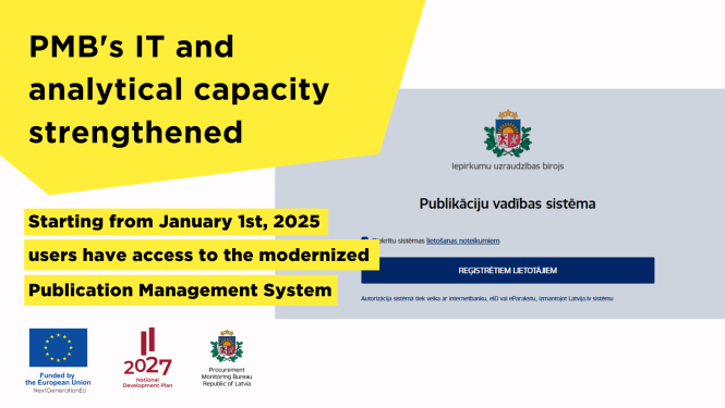 PMS login view (screenshot), next to it text that reads "PMB's IT and analytical capacity strengthened"