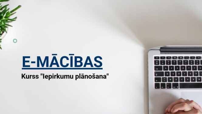 E-mācības, kurss "Iepirkumu plānošana". Dators un cilvēka rokas. 