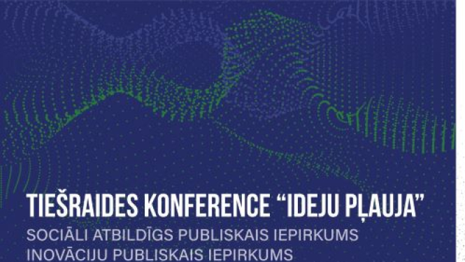 Konference "Ideju pļauja", IUB logo, abstrakti izkārtotas krāsas