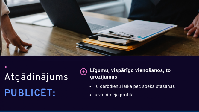 Par līgumu, vispārīgo vienošanos, to grozījumu publicēšanu