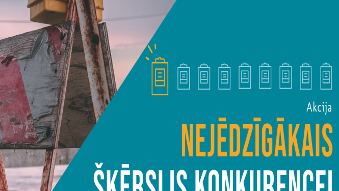 Informatīvs uzraksts "Nejēdzīgākais šķērslis konkurencei" un attēlots brauktuves šķērslis