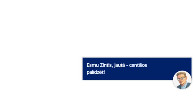 Čatbots Zintis, aicina jautāt interesējošos jautājumus